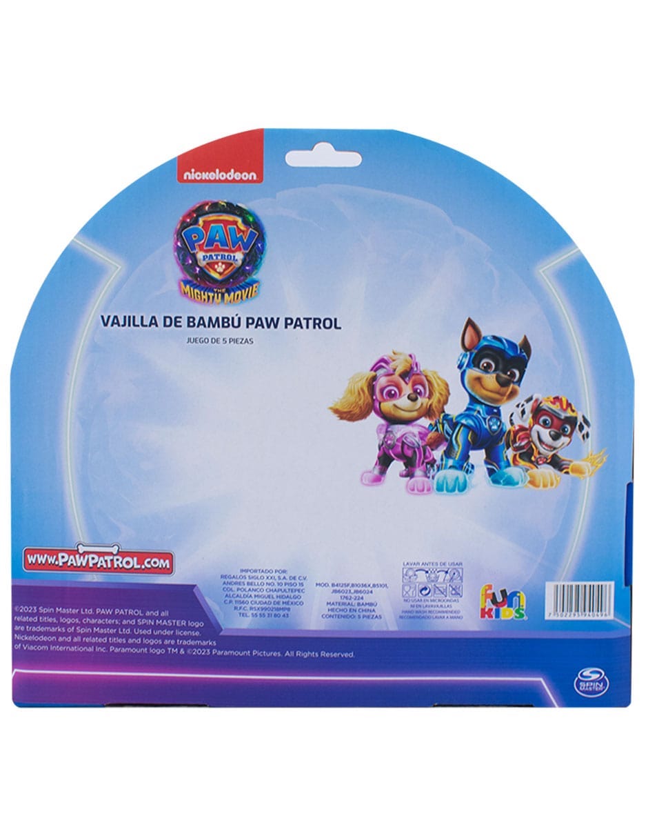 Vajilla paw patrol de bambú 3