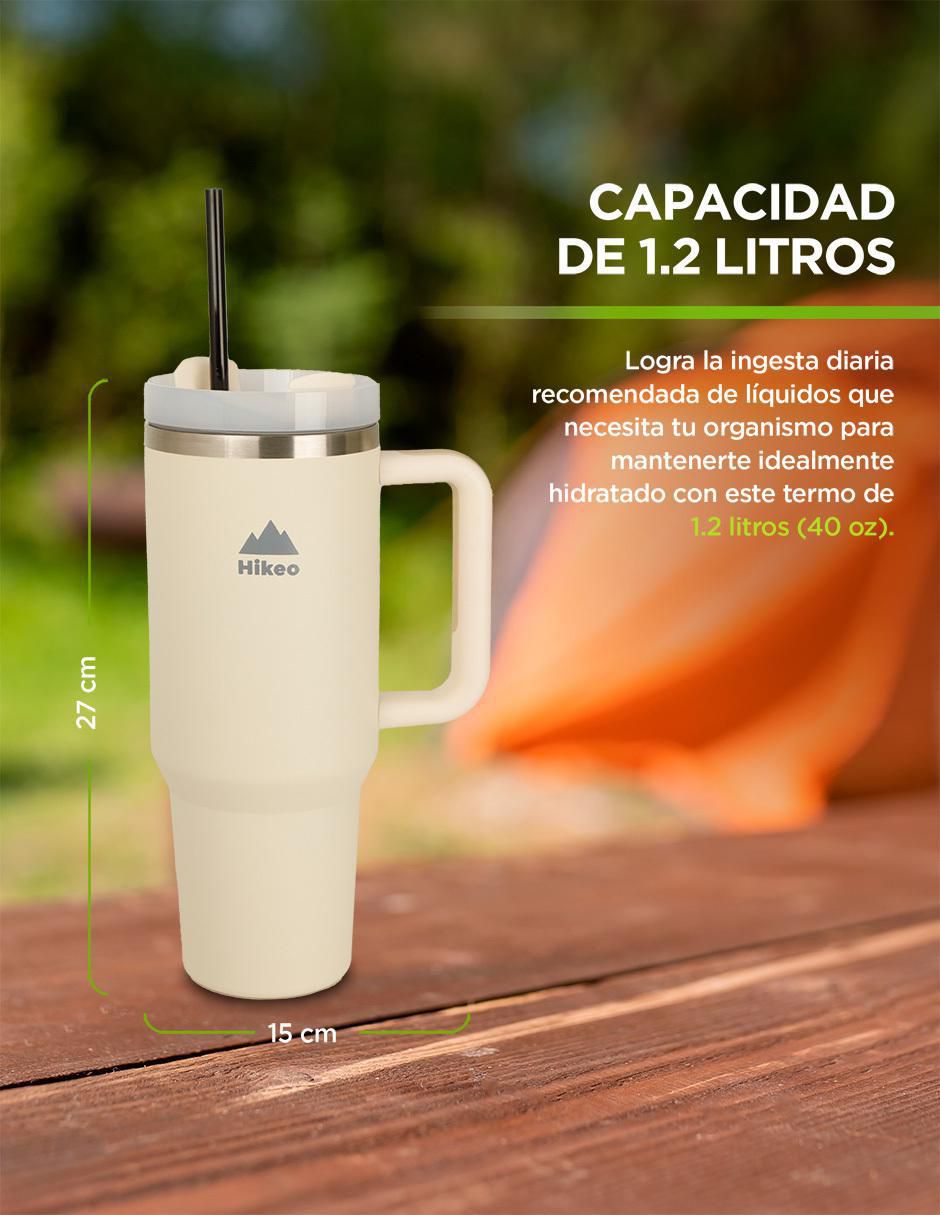 Termo doble pared hikeo "de" acero inoxidable sin familia "con tapa" a prueba de derrame 1.2 l