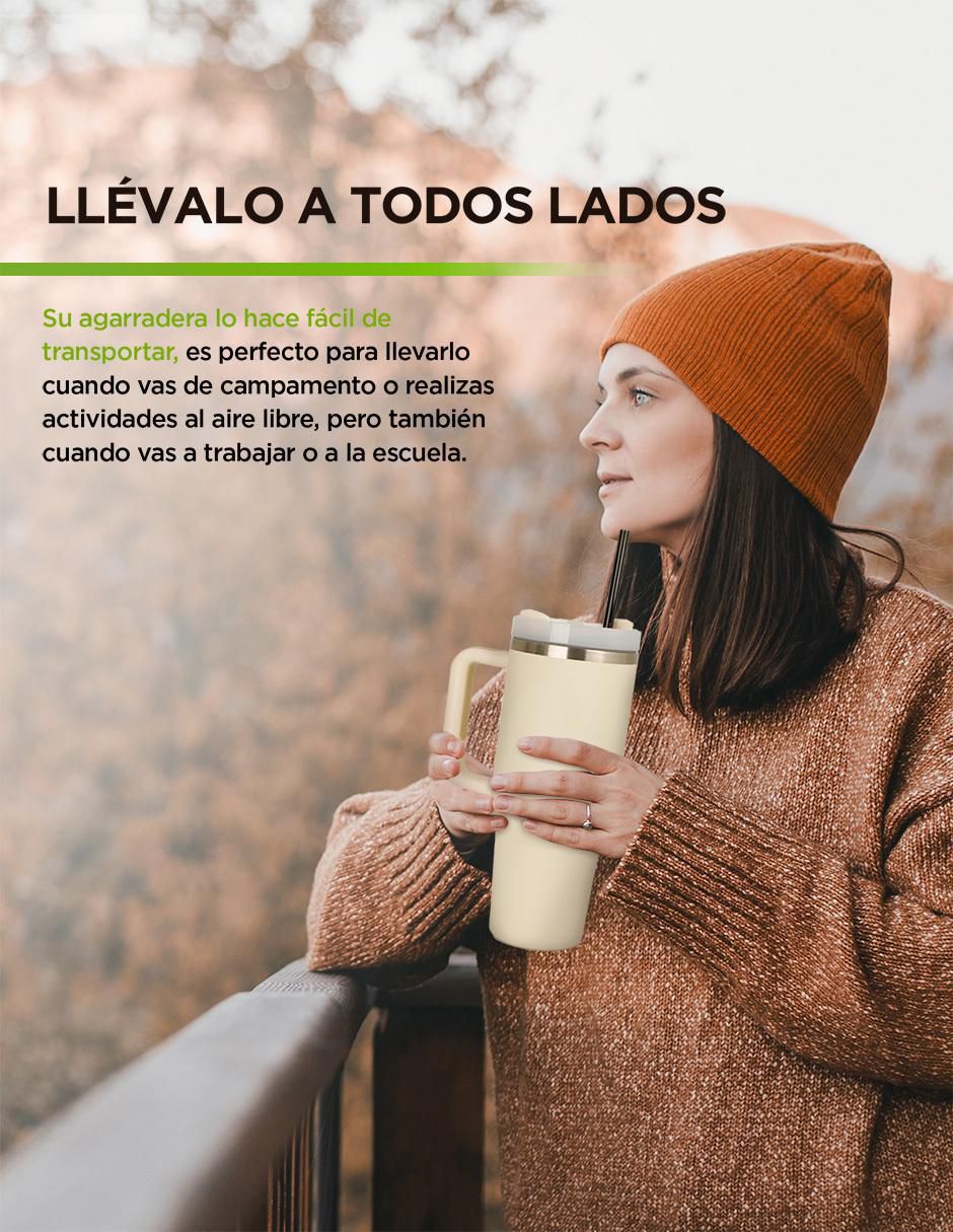 Termo doble pared hikeo "de" acero inoxidable sin familia "con tapa" a prueba de derrame 1.2 l