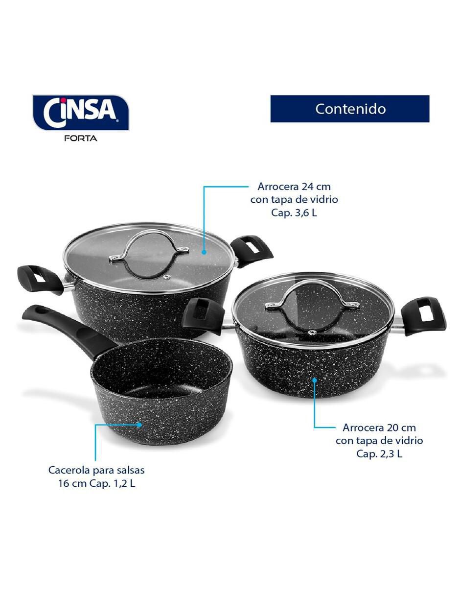 Batería de cocina Forta Roca de aluminio forjado antiadherente roca 5 piezas 5