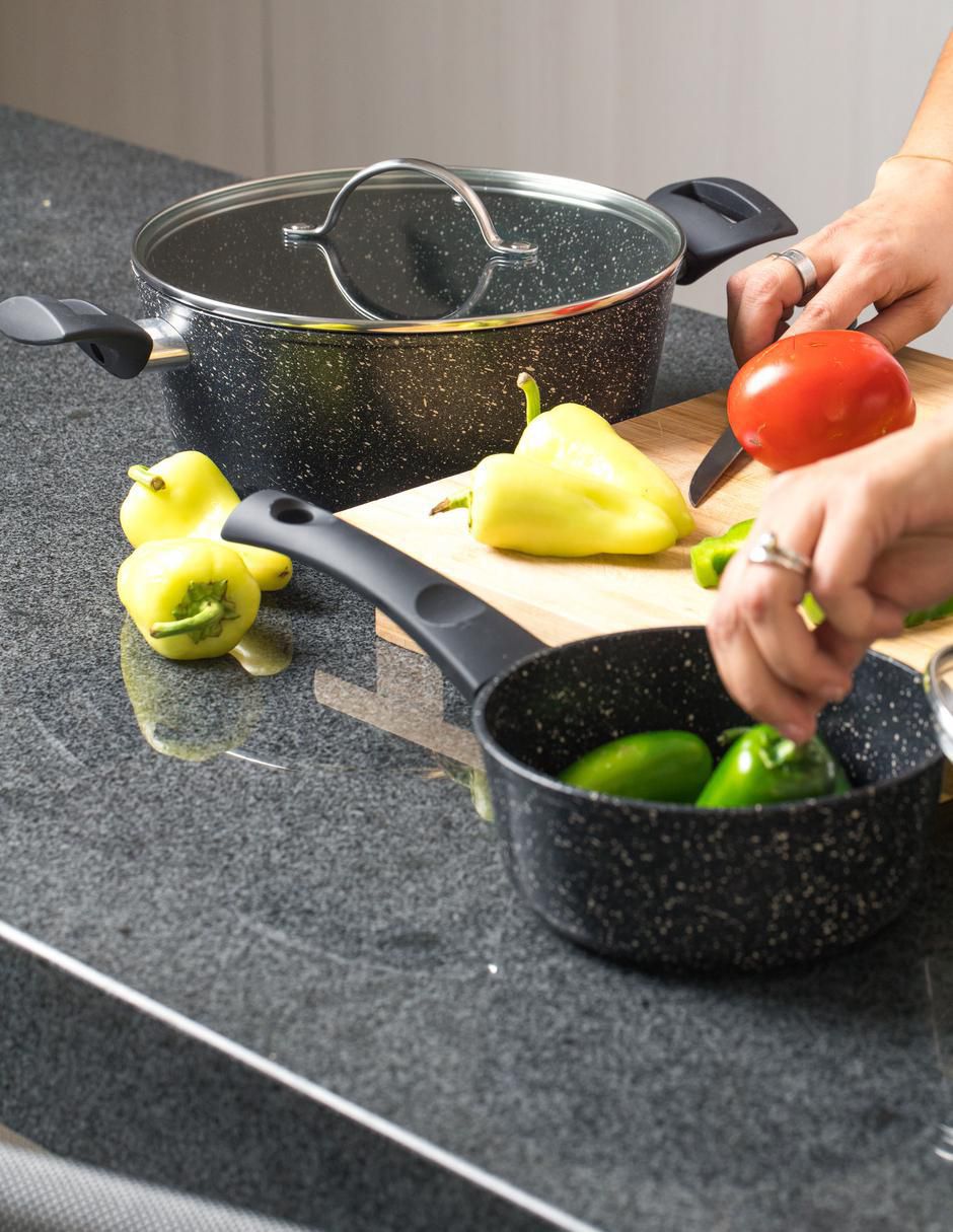 Batería de cocina Forta Roca de aluminio anodizado antiadherente sin PFOA 5 piezas 3