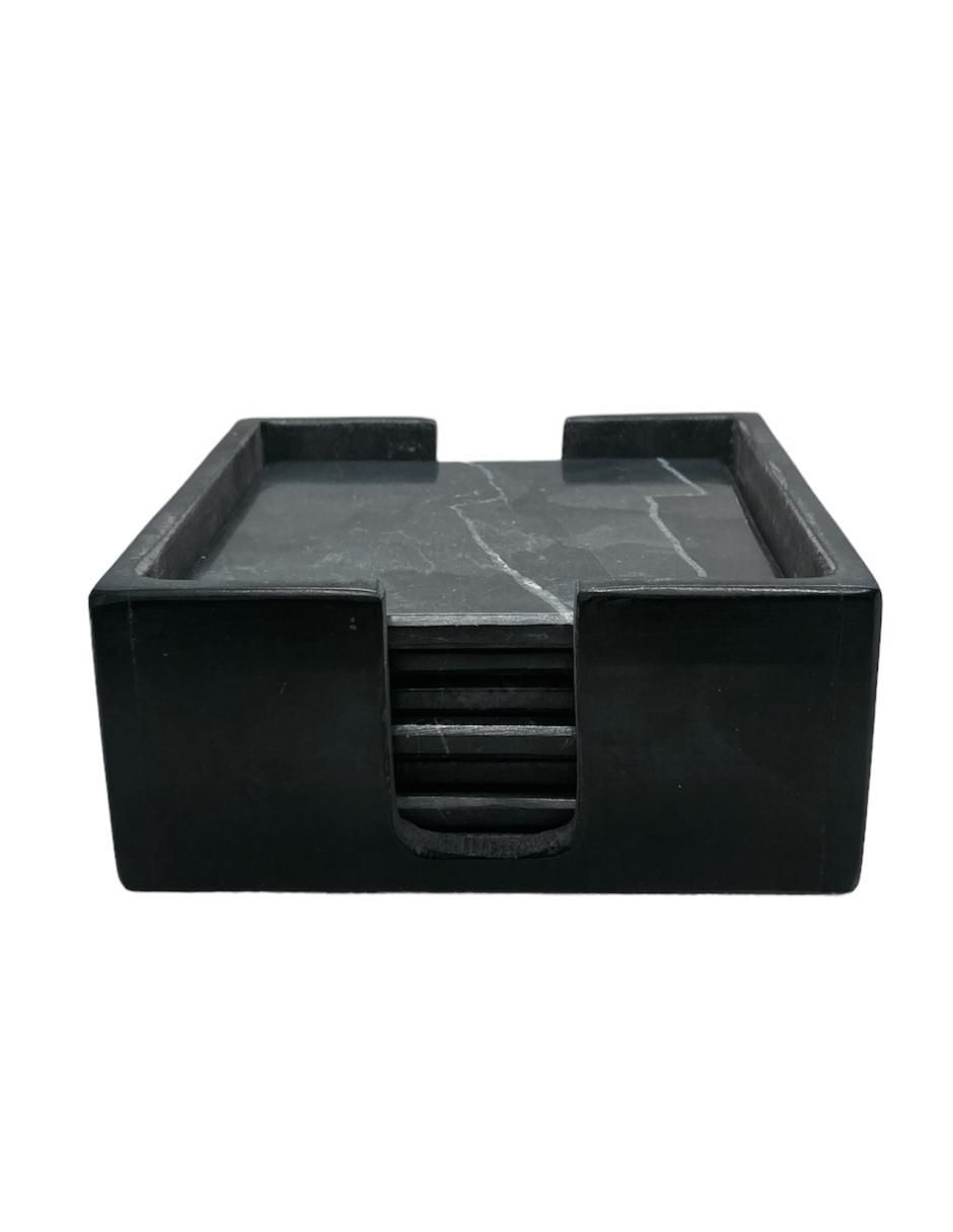 Portavaso Cuadrado Negro de mármol 6 piezas