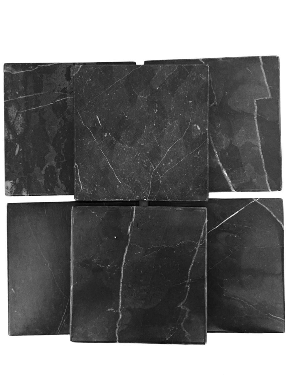 Portavaso Cuadrado Negro de mármol 6 piezas 2