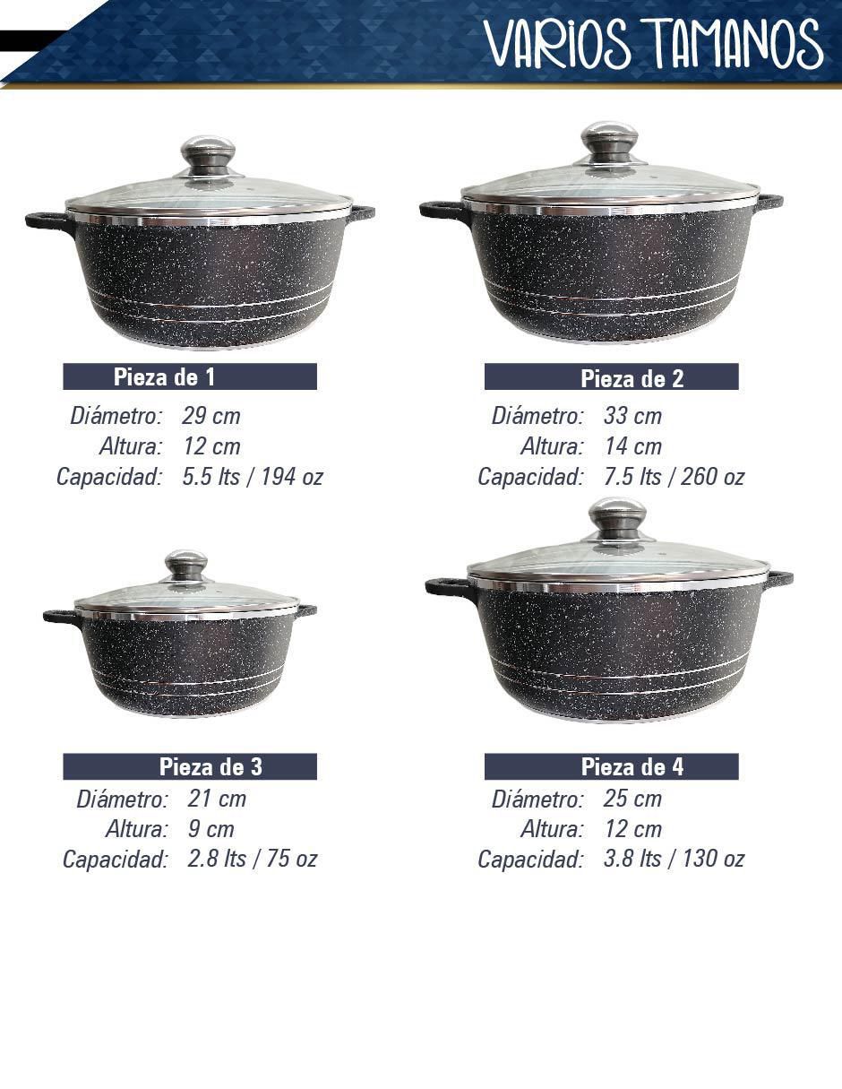 Batería de cocina de aluminio fundido antiadherente minerales naturales 10 piezas 4