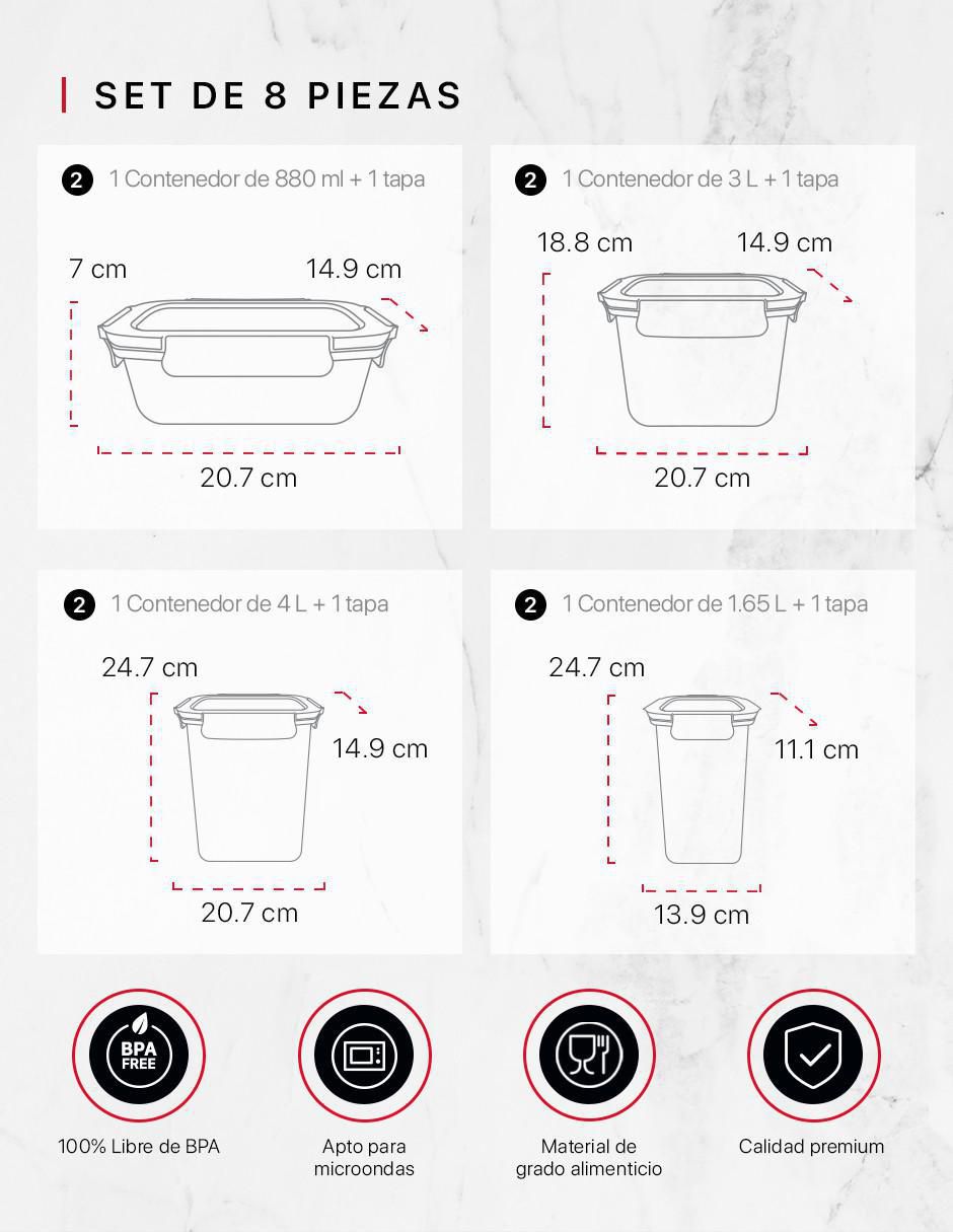 Set contenedores de plástico 8 piezas 7