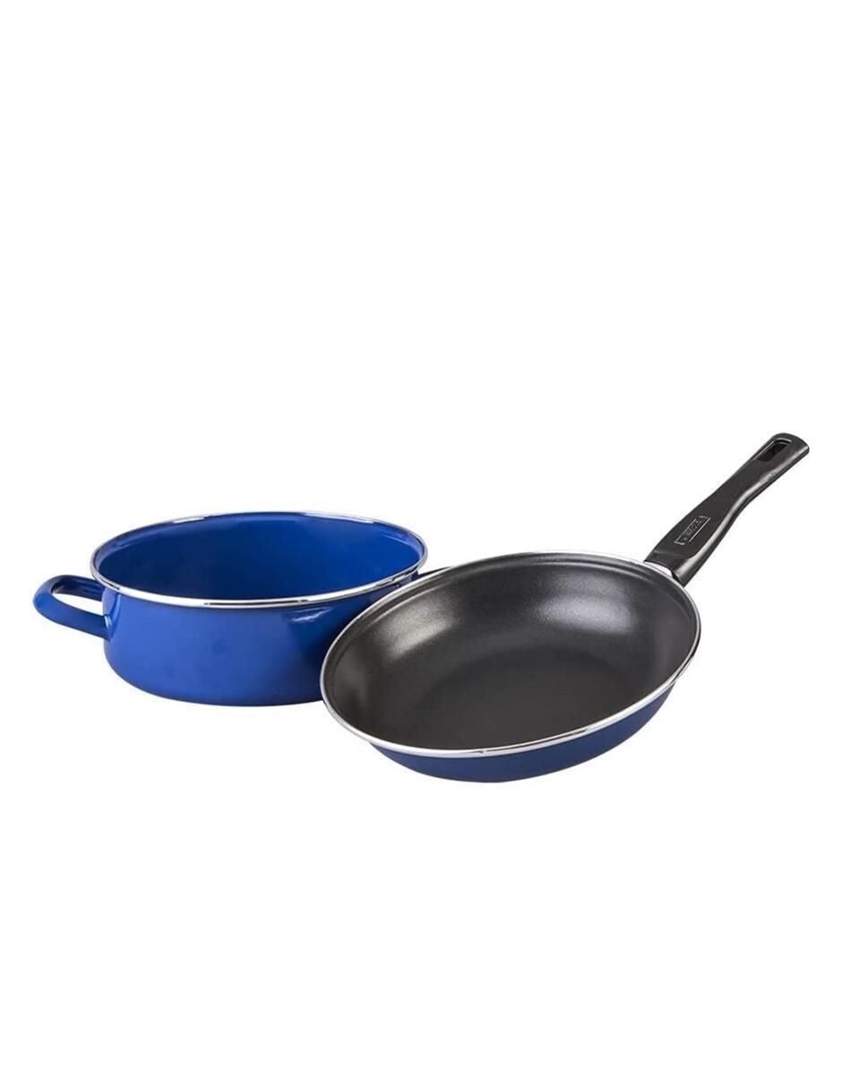 Batería de cocina Albania de acero vitrificado antiadherente convencional 10 piezas 2
