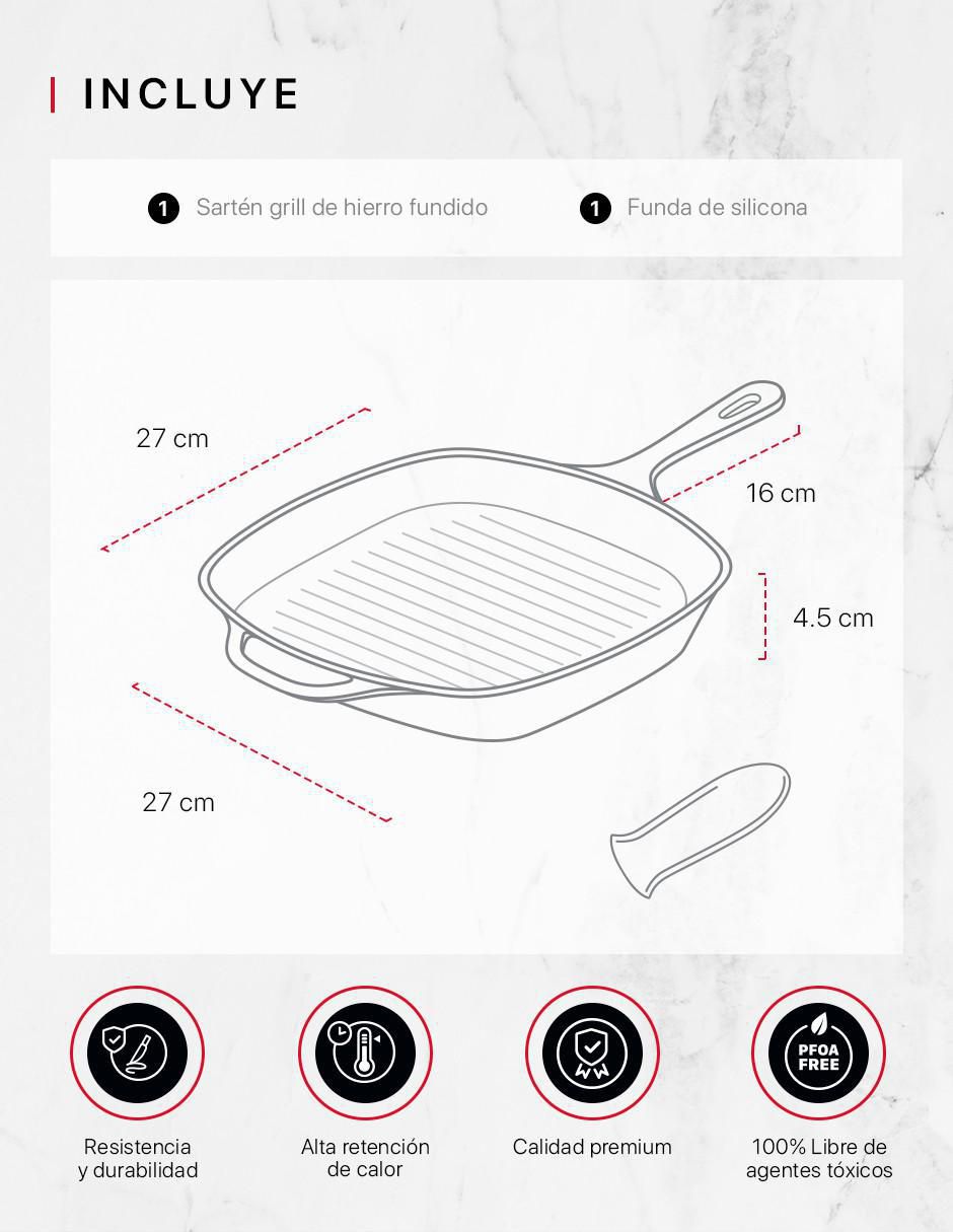 Sartén grill de hierro fundido 8