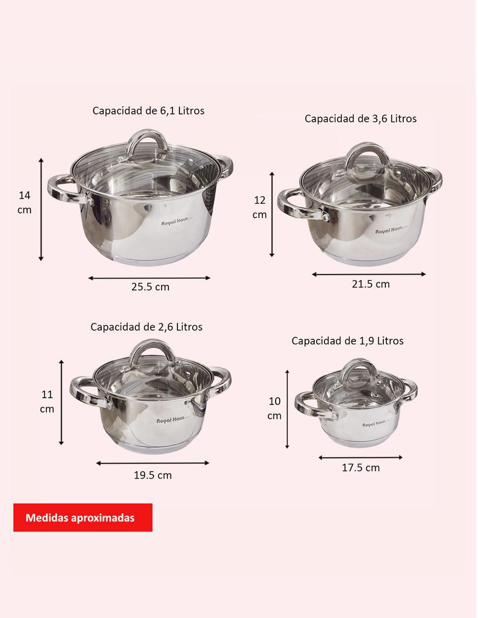Batería de cocina de acero inoxidable antiadherente convencional 8 piezas 4