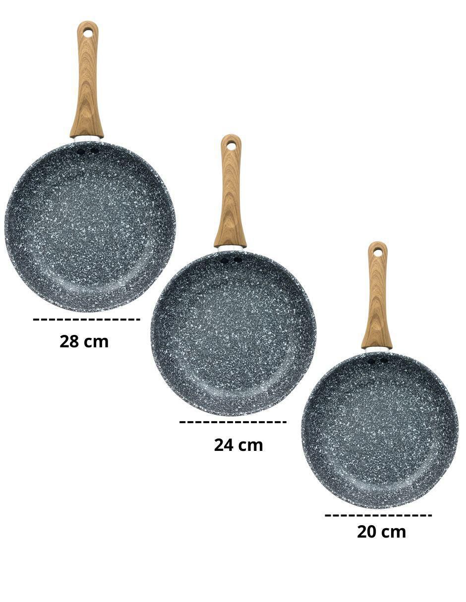 Set de sartenes de aluminio anodizado 3 piezas
