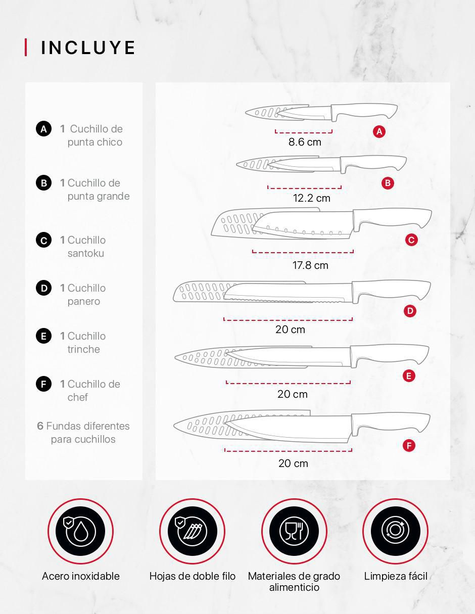 Set de cuchillos utilitario  6 piezas 6