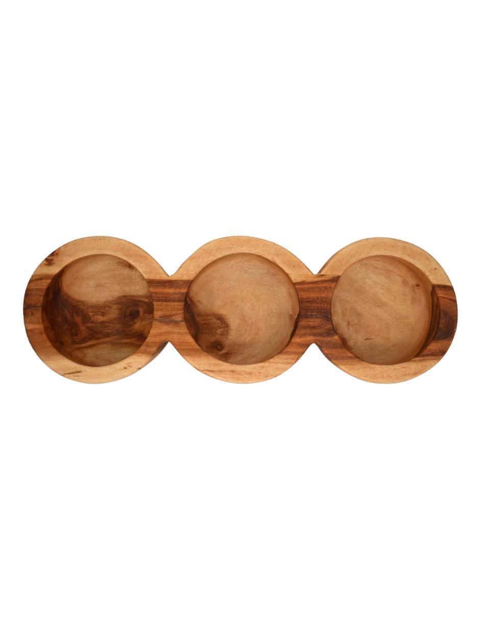 Botanero Navolato de Madera con 3 divisiones 2
