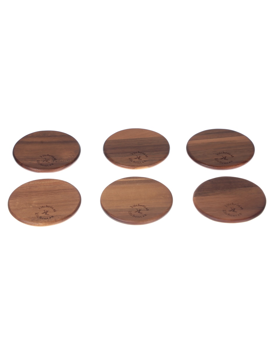 Set de portavasos de madera 7 piezas
