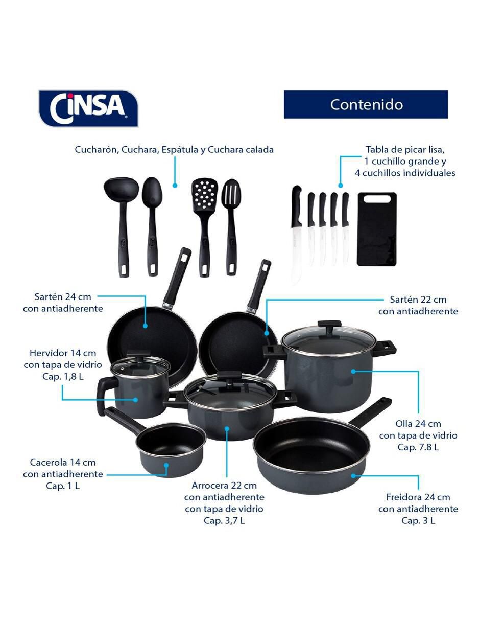 Batería de cocina Duramax de acero vitrificado antiadherente convencional 20 piezas 10