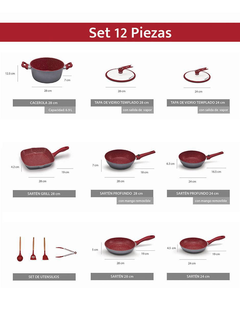 Batería de cocina Light Family de acero inoxidable antiadherente combinado 12 piezas 4