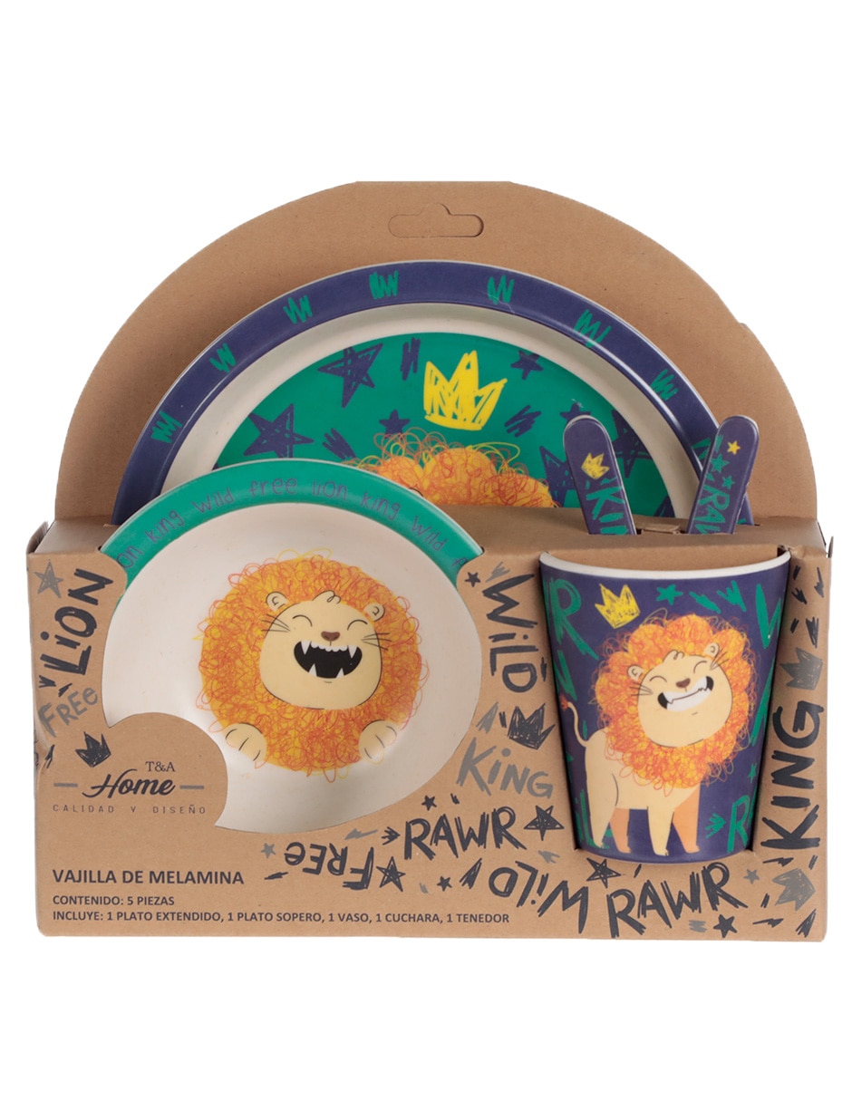 Vajilla infantil león de melamina 13