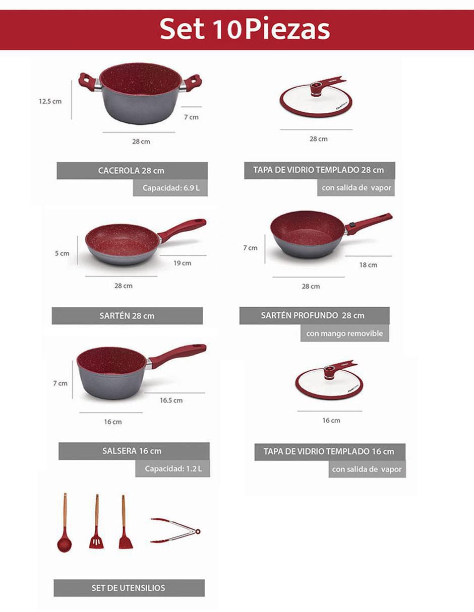 "batería de cocina" flavorstone flavorstone light grande set 10 piezas "de" acero inoxidable "antiadherente" combinado 10 piezas "piezas"