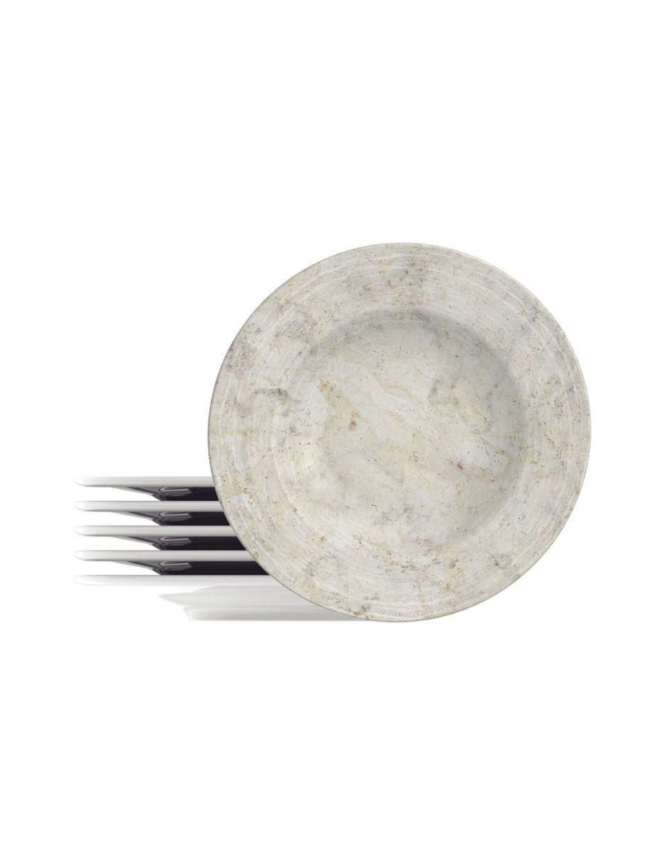 Set platos Travertino de porcelana para 6 personas