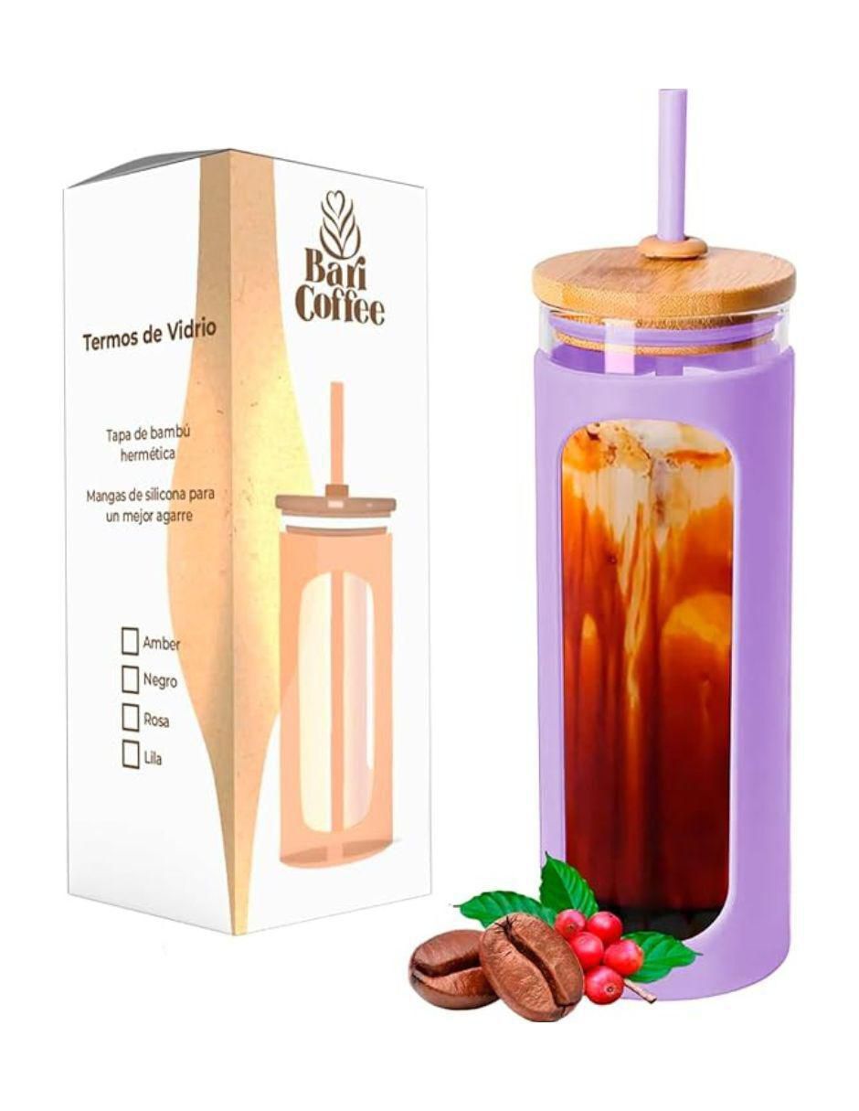 "vaso" con tapa y popote bari coffee sin familia o coleccion "de" vidrio "con" 1 pieza