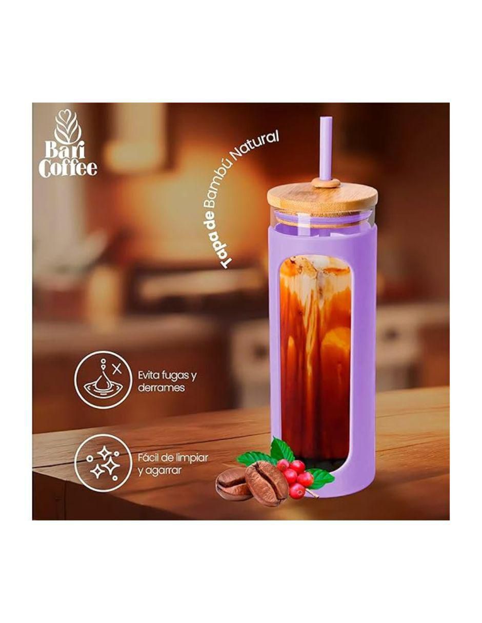 "vaso" con tapa y popote bari coffee sin familia o coleccion "de" vidrio "con" 1 pieza