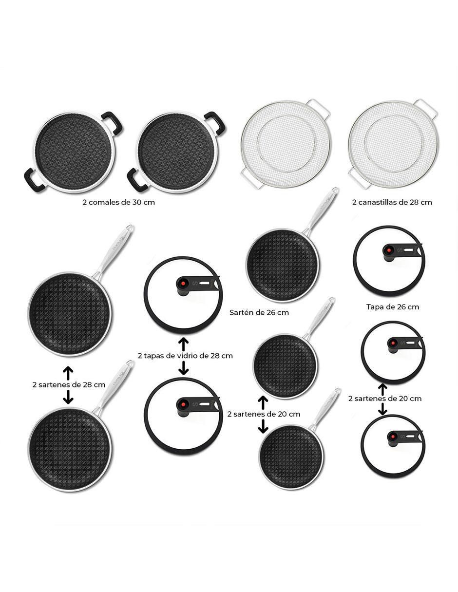 Batería de cocina Mega Set Samurai de acero inoxidable antiadherente combinado 14 piezas 3