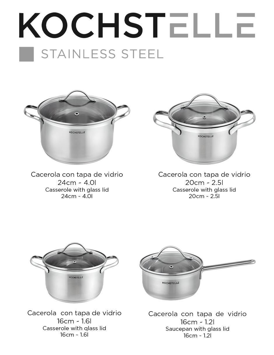 Batería de cocina de acero inoxidable antiadherente combinado 8 piezas 6