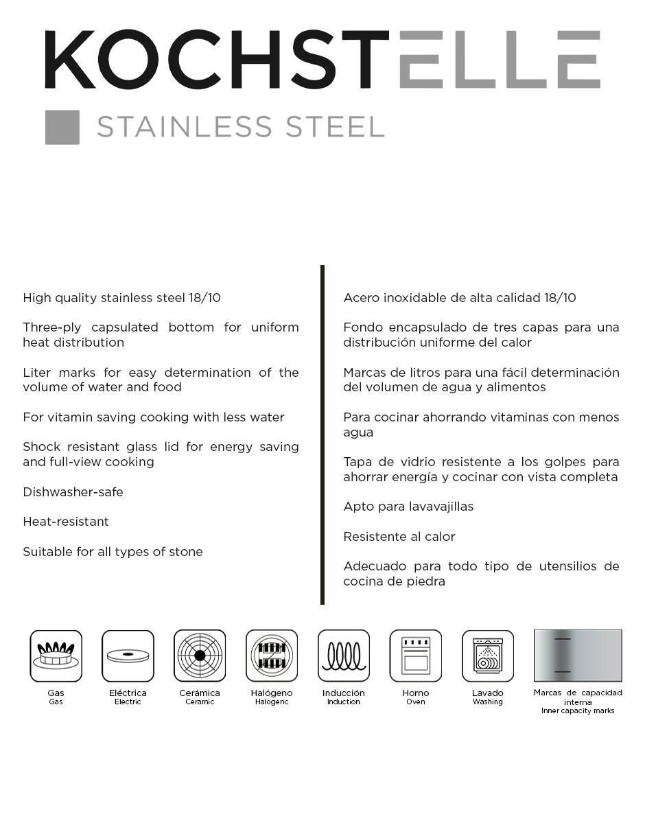 Batería de cocina de acero inoxidable antiadherente combinado 8 piezas 7