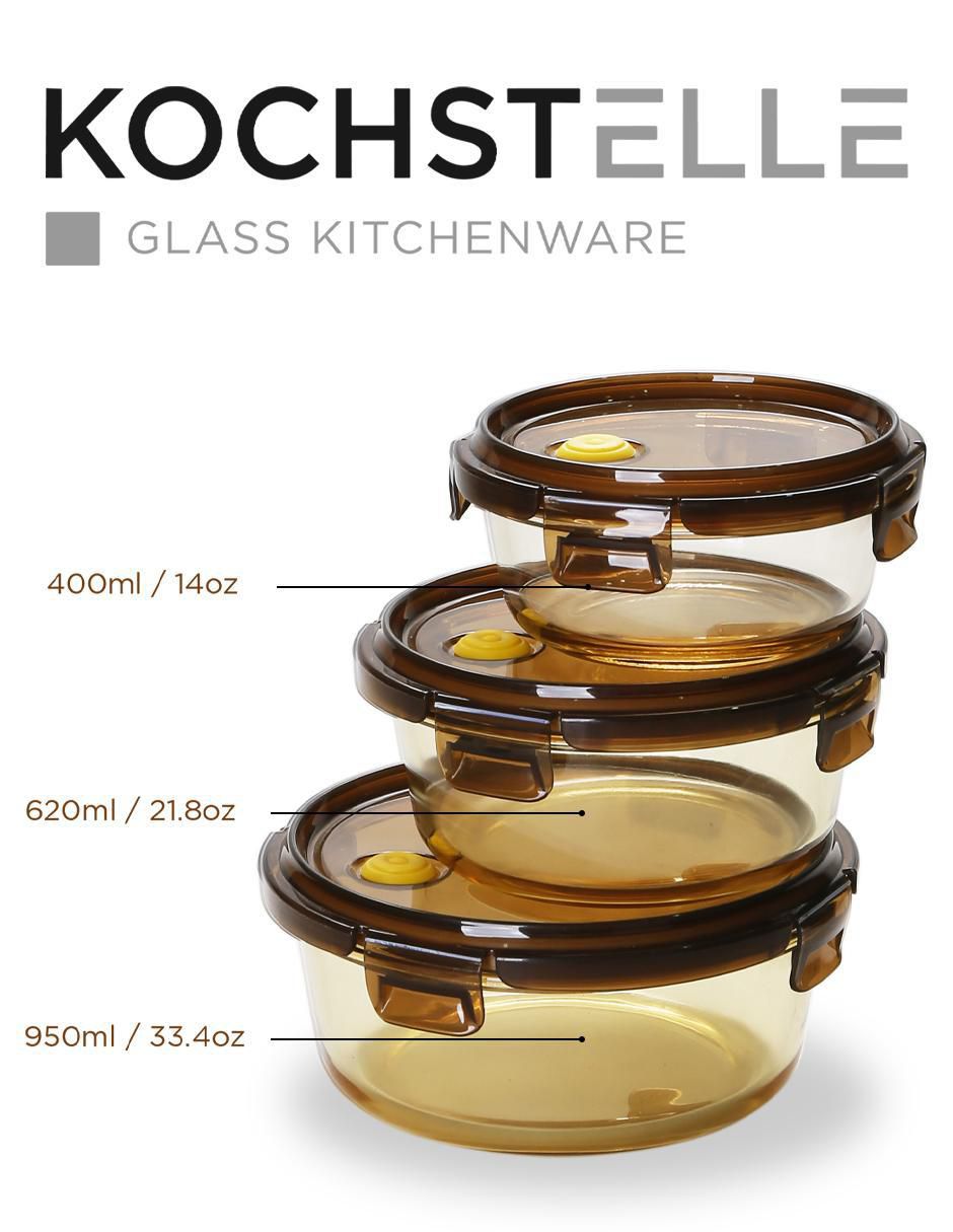 Set contenedores Kitchenware Universal de vidrio 3 piezas 5