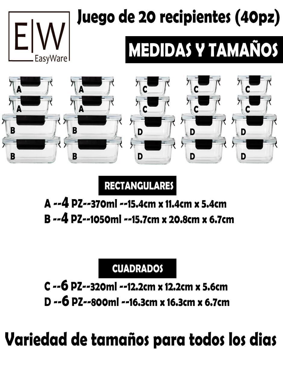 Set contenedores de vidrio 20 piezas 2