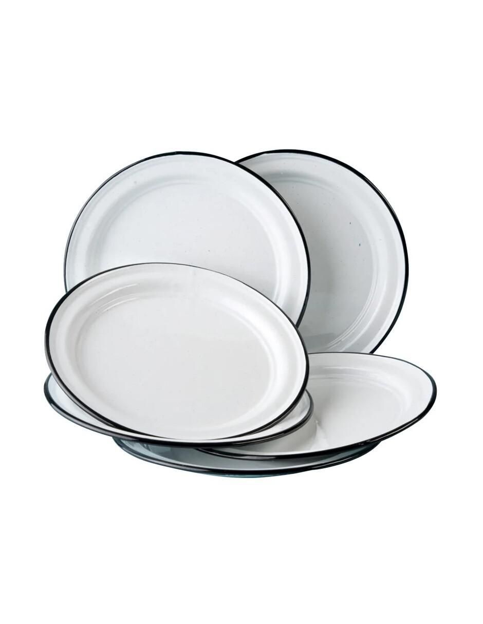 Plato trinche Peltre de acero vitrificado 6 piezas Plato trinche Peltre de acero vitrificado 6 piezas