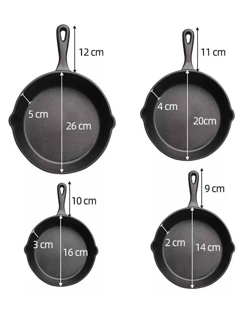 Set de sartenes de hierro fundido 4 piezas 2