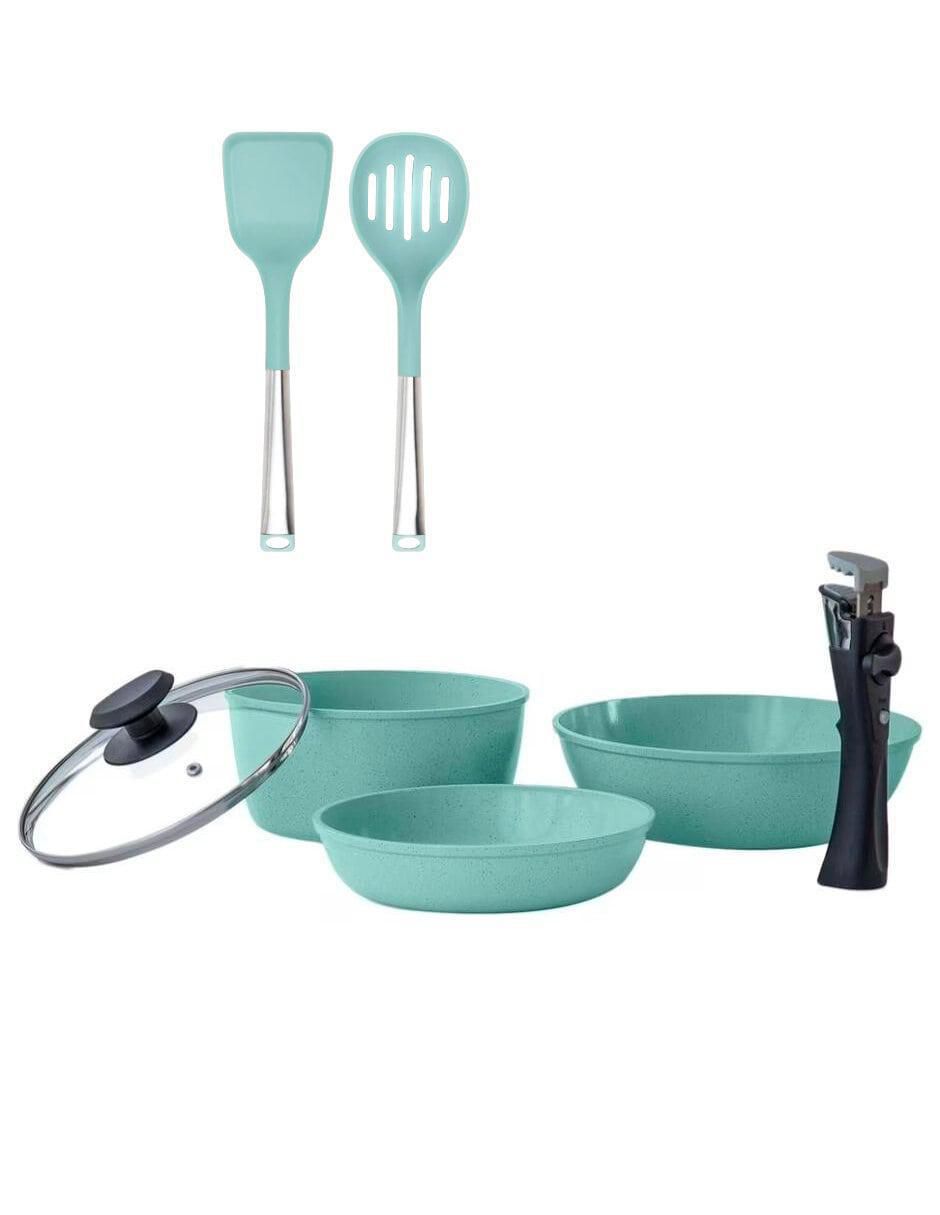 Batería de cocina Jade Smart de aluminio fundido antiadherente minerales naturales 7 piezas Batería de cocina Jade Smart de aluminio fundido antiadherente minerales naturales 7 piezas