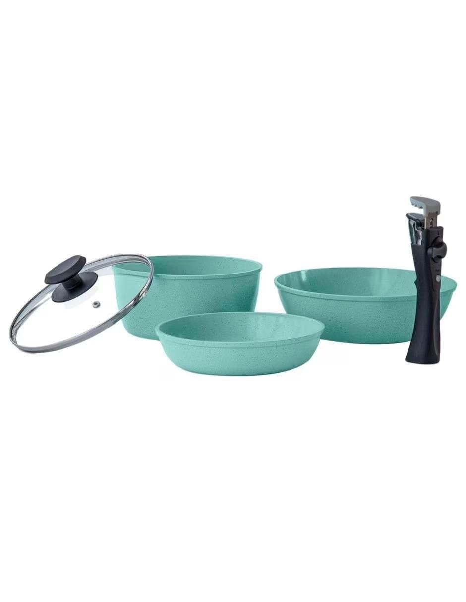 Batería de cocina Jade Smart de aluminio fundido antiadherente minerales naturales 7 piezas 7