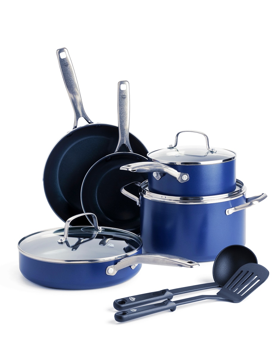 Batería de cocina de aluminio anodizado antiadherente cerámica 10 piezas