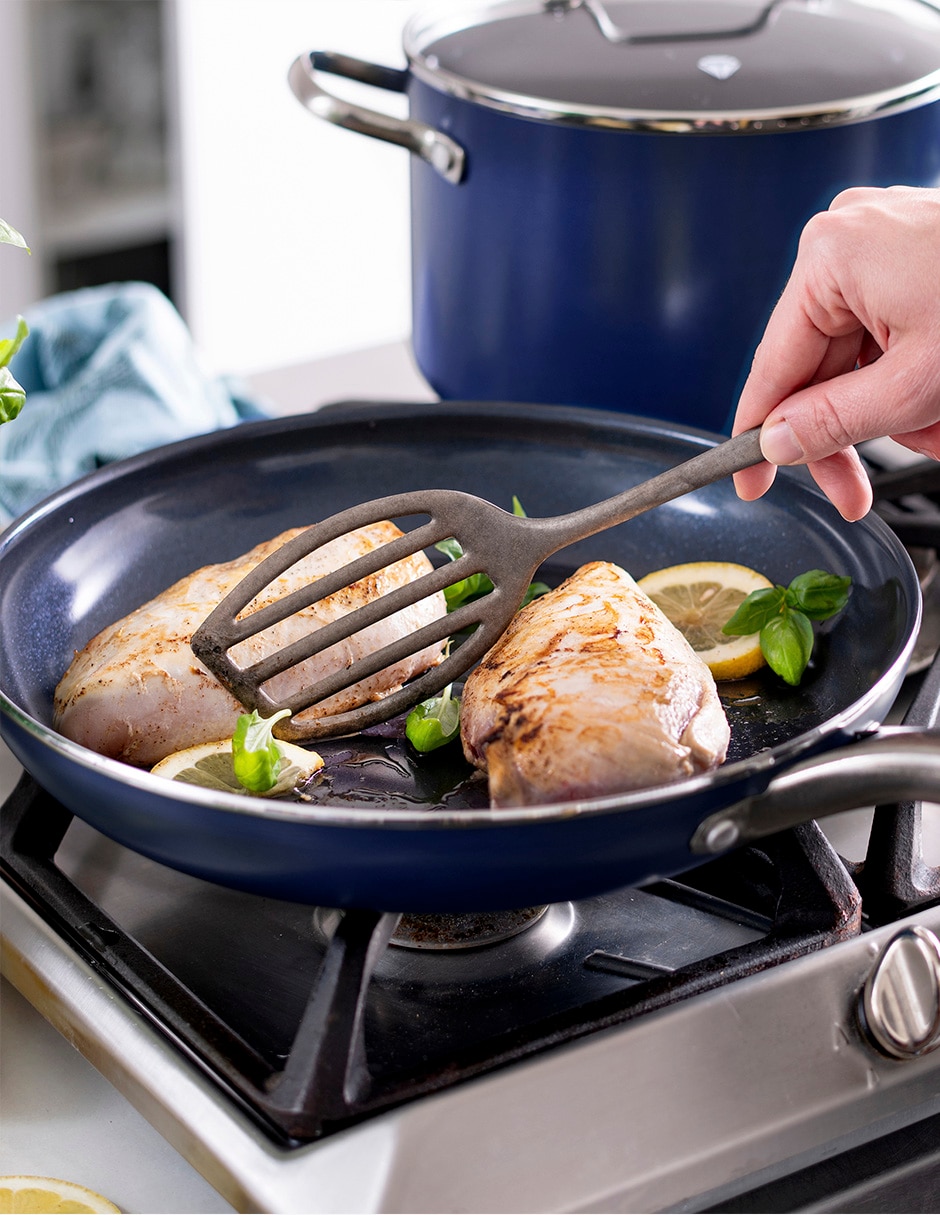 Batería de cocina de aluminio anodizado antiadherente cerámica 10 piezas 4