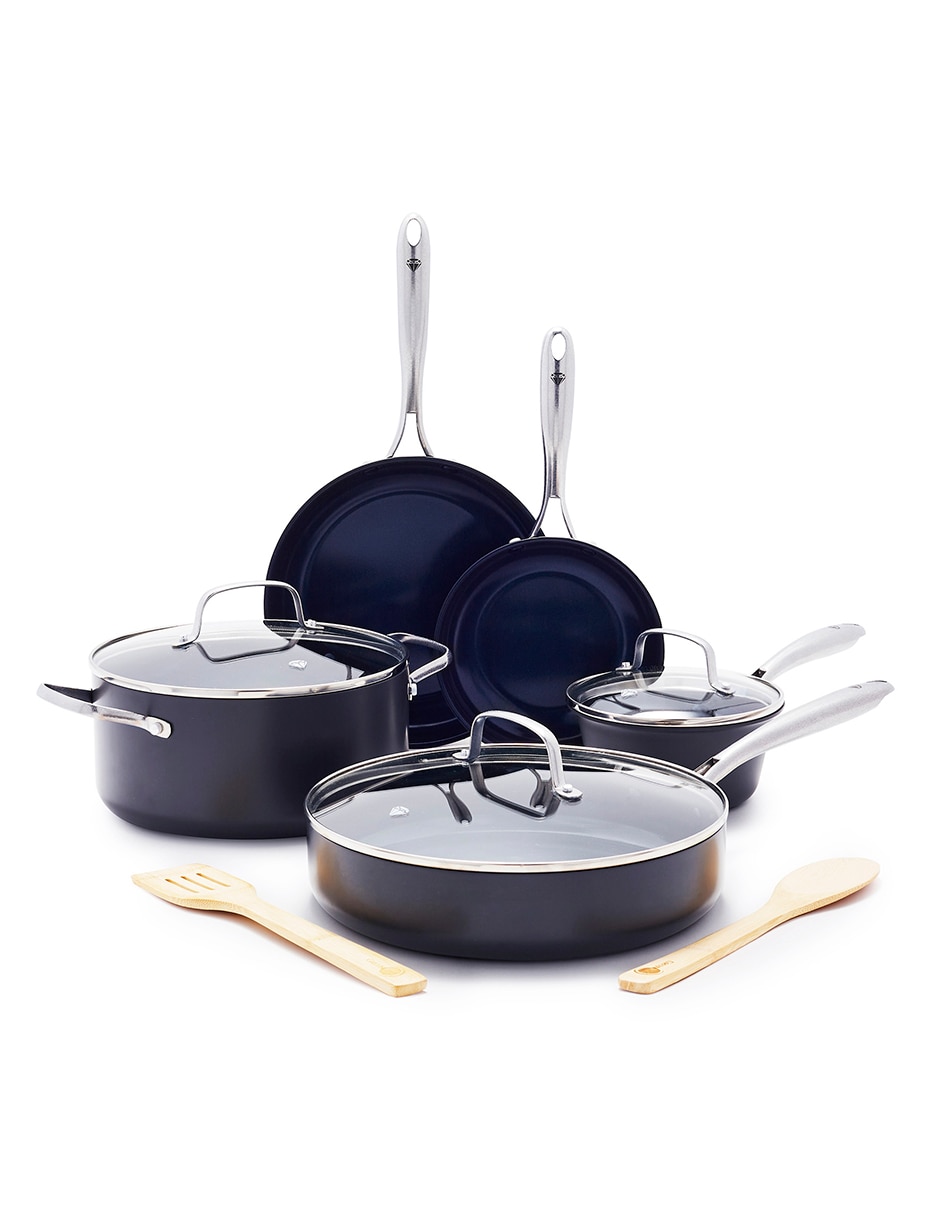 Batería de cocina de aluminio anodizado antiadherente cerámica 10 piezas