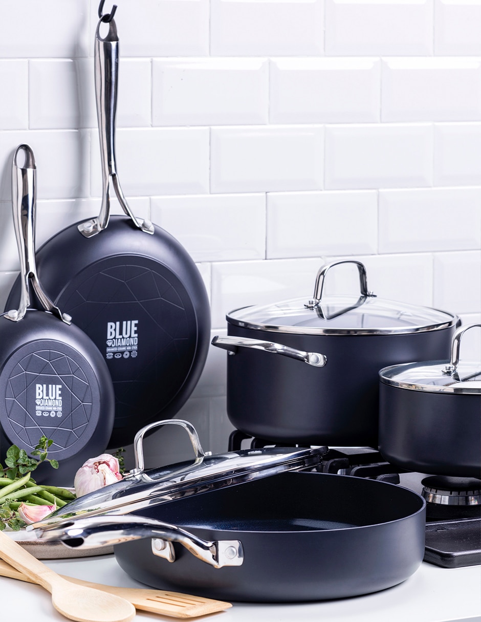 Batería de cocina de aluminio anodizado antiadherente cerámica 10 piezas 3