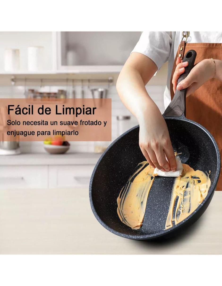 Sartén con tapa de acero inoxidable 3 piezas 2