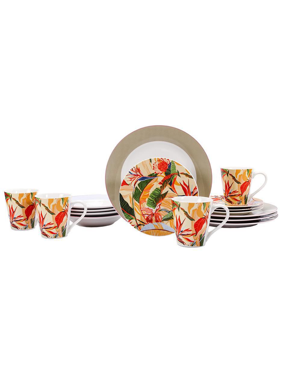 Vajilla cerrada paradise de porcelana para 4 personas