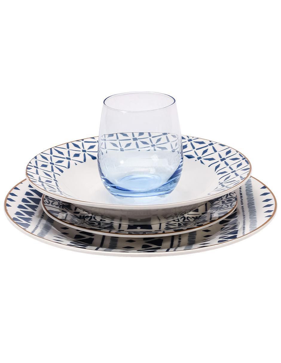 Vajilla cerrada tribalblue de porcelana para 4 personas 2