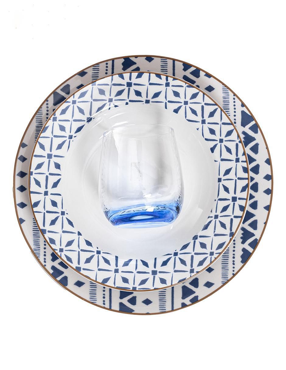 Vajilla cerrada tribalblue de porcelana para 4 personas 3