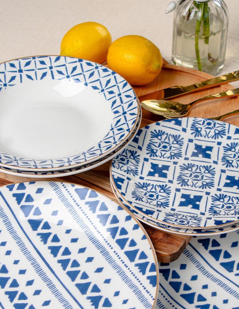 Vajilla cerrada tribalblue de porcelana para 4 personas 6