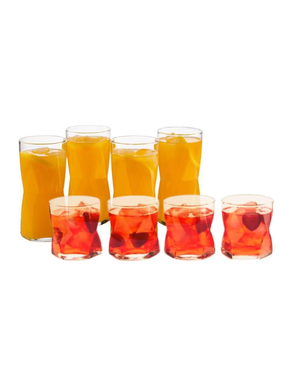Set vaso Doble Pack Rombus de vidrio con 8 piezas