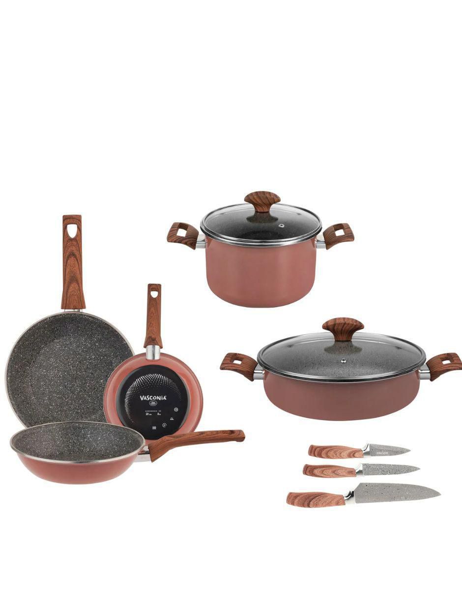 Batería de cocina Prime de acero vitrificado antiadherente convencional 10 piezas