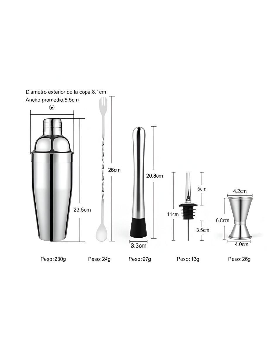 Set bar de acero inoxidable 6