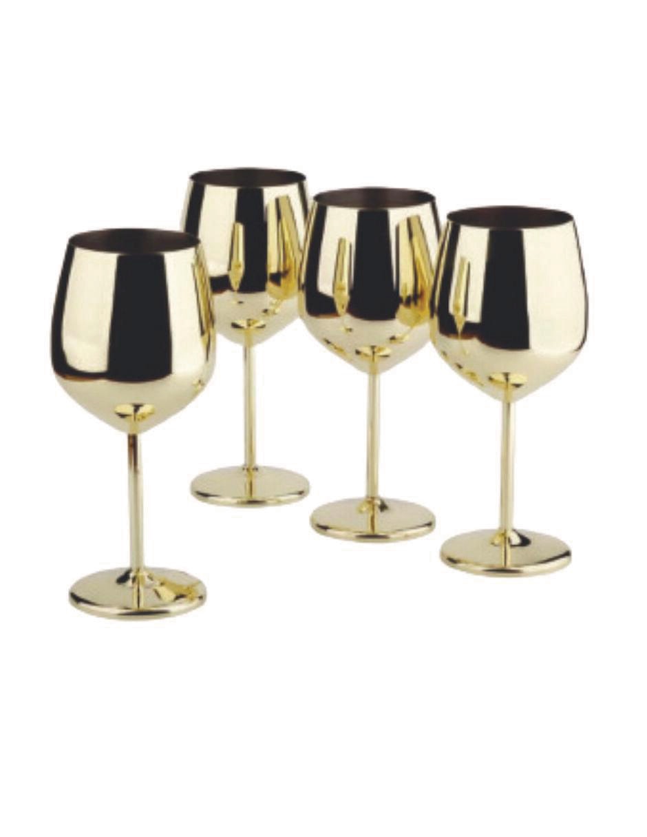 Set de copas para vino de acero inoxidable