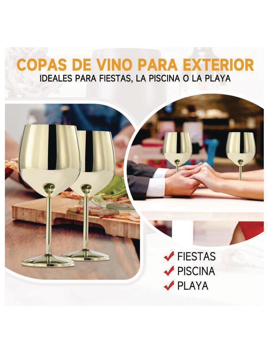 Set de copas para vino de acero inoxidable 6