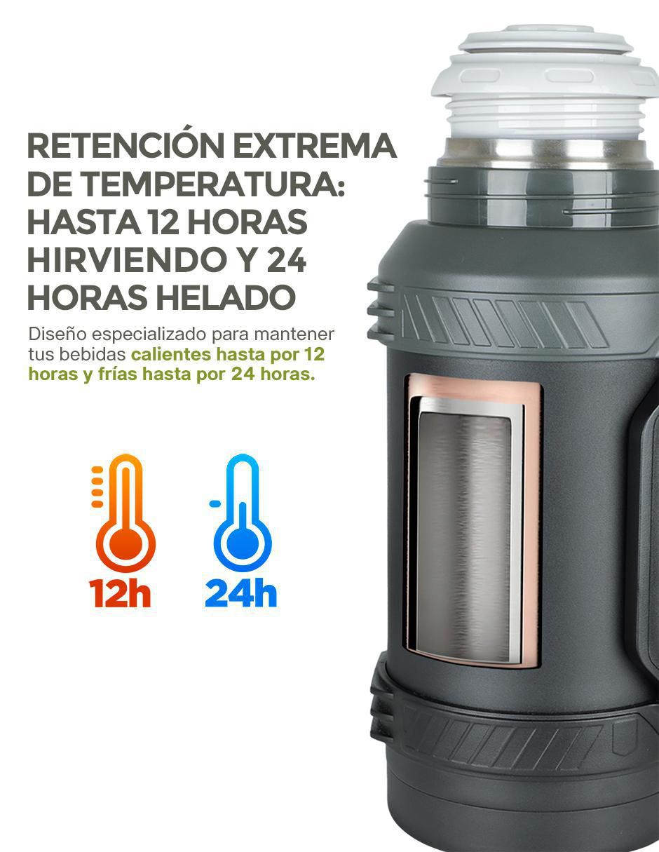 Termo de acero inoxidable con tapa a presión 1.6 L 3