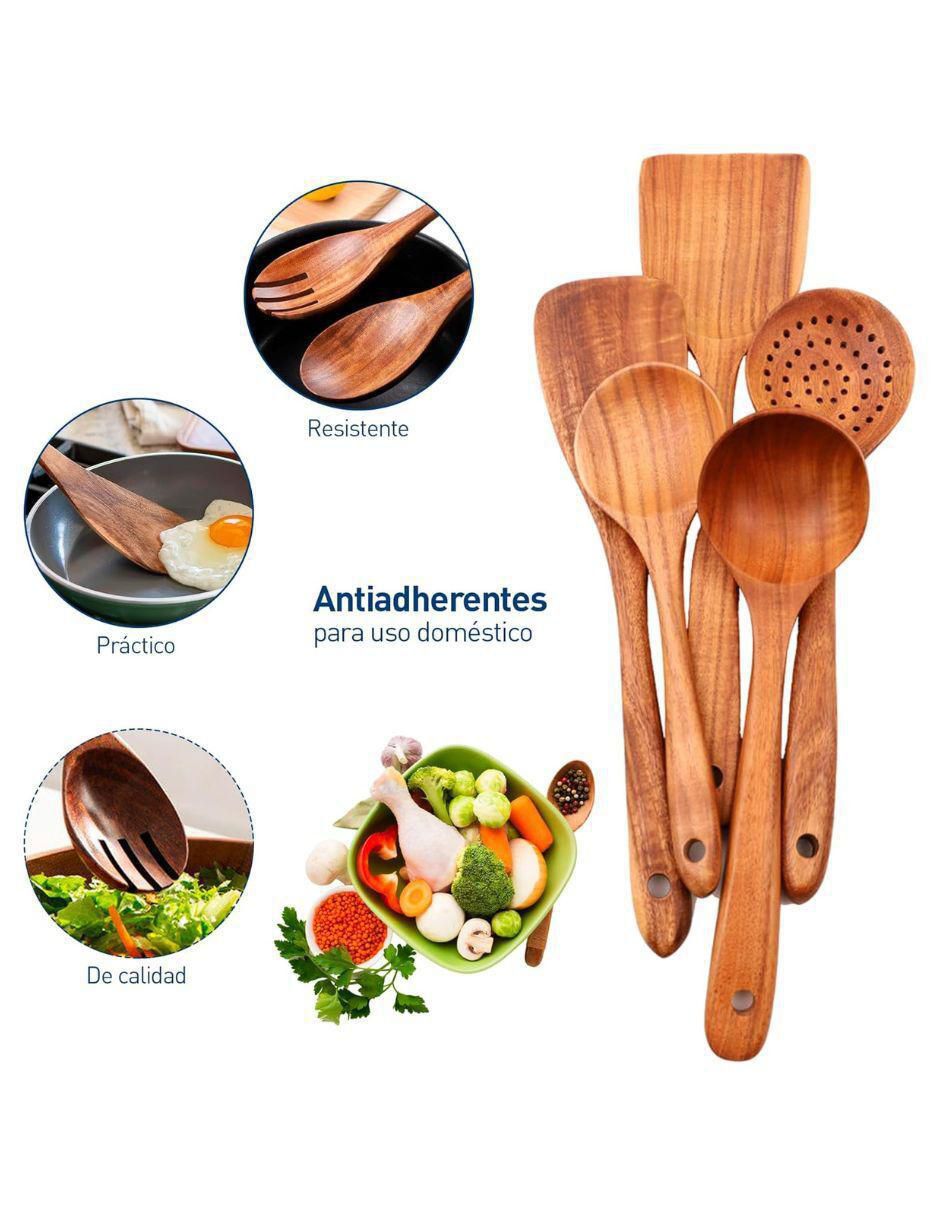 Cubiertos ensalada de madera 6 piezas 3