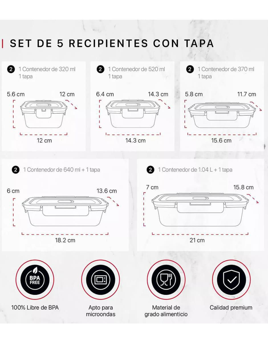 Set contenedores de vidrio 10 piezas 5