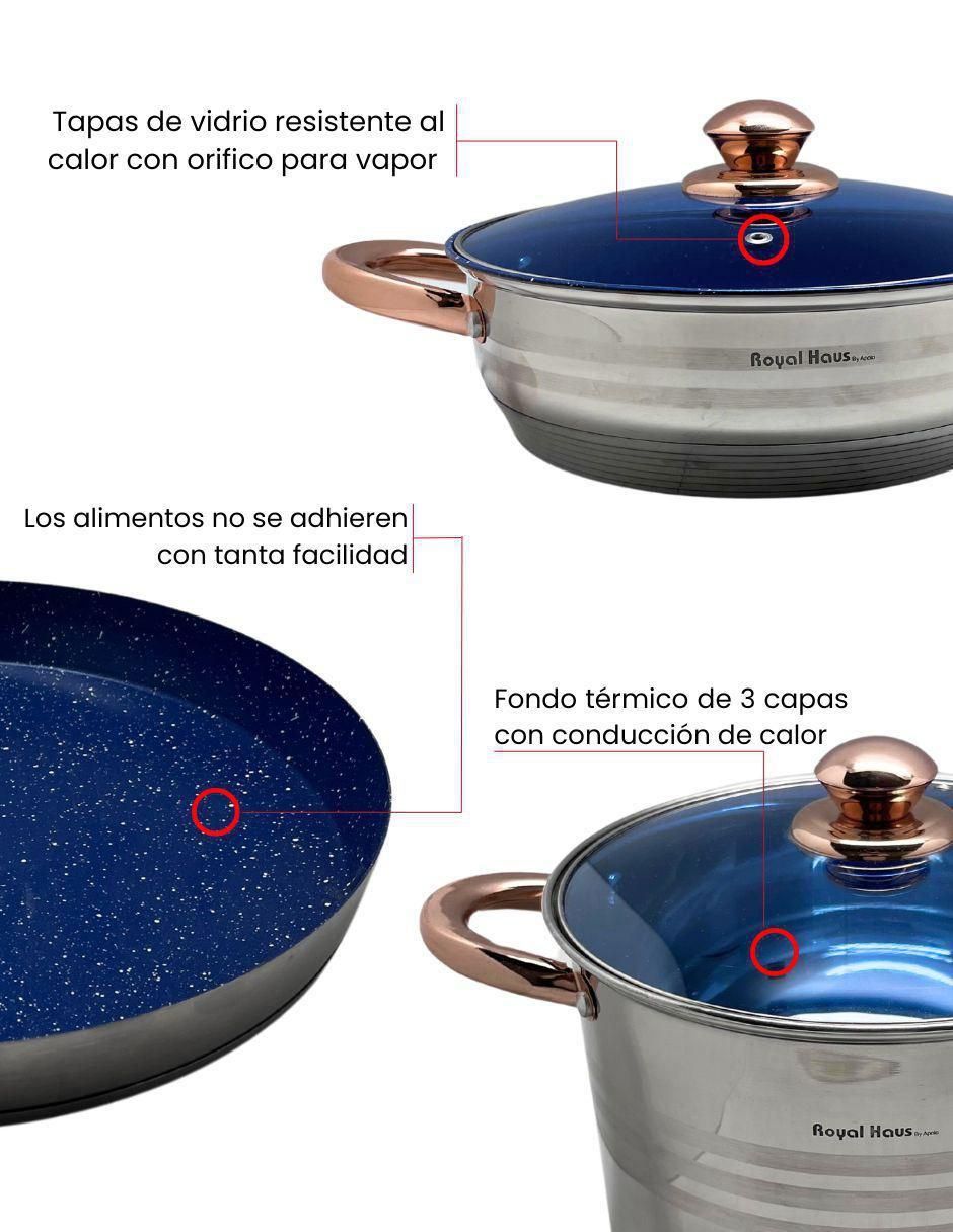 Batería de cocina de acero inoxidable antiadherente cerámica 13 piezas 3